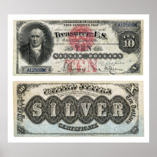 10 US-Dollar Banknotensilberzertifikat 1878 Poster