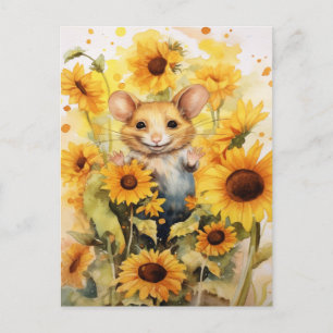 10 von 17 Sonnenblumen-Garten-Mäuseville Postkarte