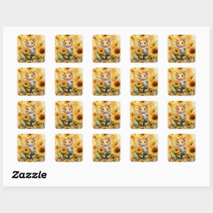 10 von 17 Sunflower Garden Miceville Quadratischer Aufkleber