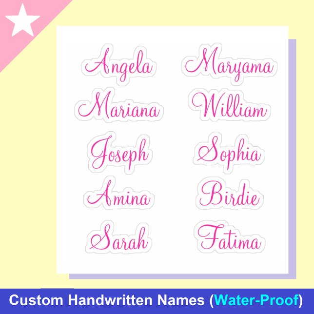 10 Vornamen für Mädchen | Calligraphie Stickers Aufkleber (Pink First Names for Girls)