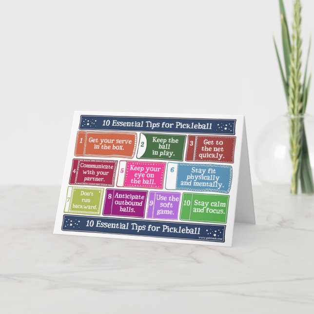 10 Wichtige Tipps für Pickleball Karte (Vorderseite)