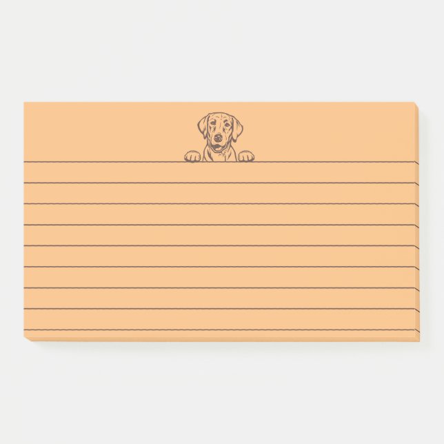 10"x6" Schokolade Labrador Orange Lined Post-It No Klebezettel (Vorderseite)