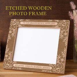 10"x8" für Großeltern mit Blumenstrauß der Liebe Geätzte Rahmen