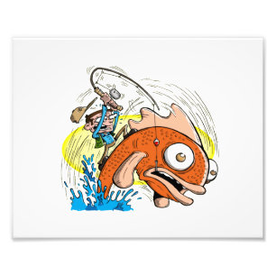 10 x 8 Druck - Fischen-Cartoon - Vorlagenfischer