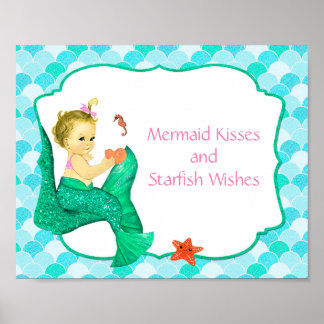 10" x 8" Mermaid Baby Party-Zeichen Poster
