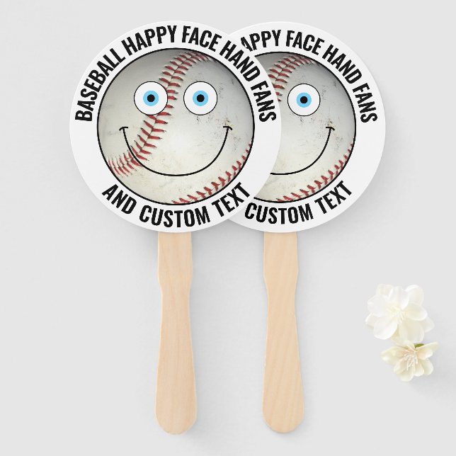 10 x Custom Baseball Party BLAUE EYES Happy Face Fächer (Vorne und Hinten)