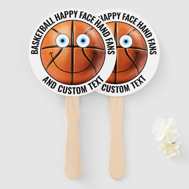 10 x Custom Basketball Party BLAUE EYES Happy Face Fächer (Vorne und Hinten)