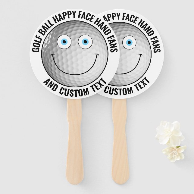 10 x Custom Golf Theme Party BLAUE EYES Happy Face Fächer (Vorne und Hinten)