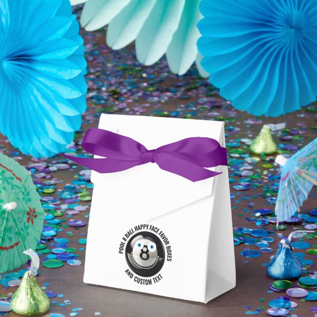 10 x Custom Pool 8 Ball BLAUE EYES Happy Face Geschenkschachtel (Party)