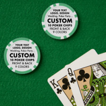 10 x personalisierte GRÜNE Poker-Chips