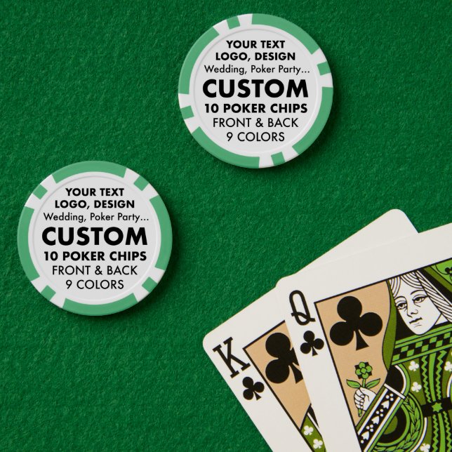 10 x personalisierte GRÜNE Poker-Chips Pokerchips (Pokertisch (doppelt))