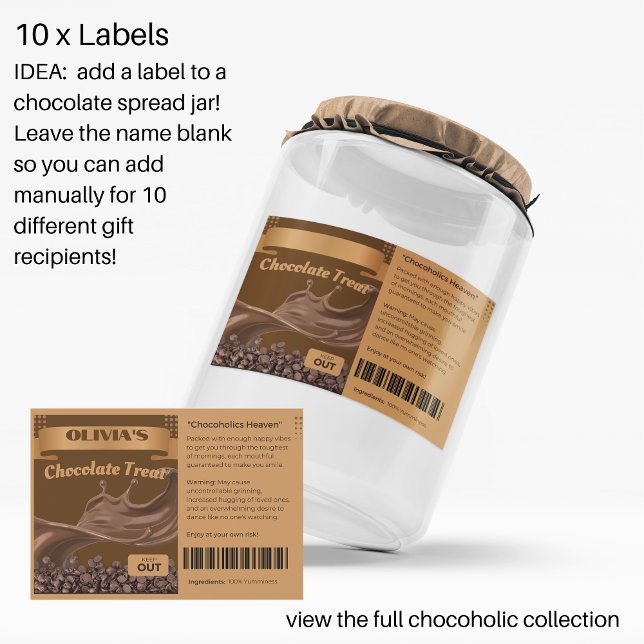 10 x Schokolade Lover Geschenk, Lebensmittel, JAR  Lebensmitteletikett (Von Creator hochgeladen)