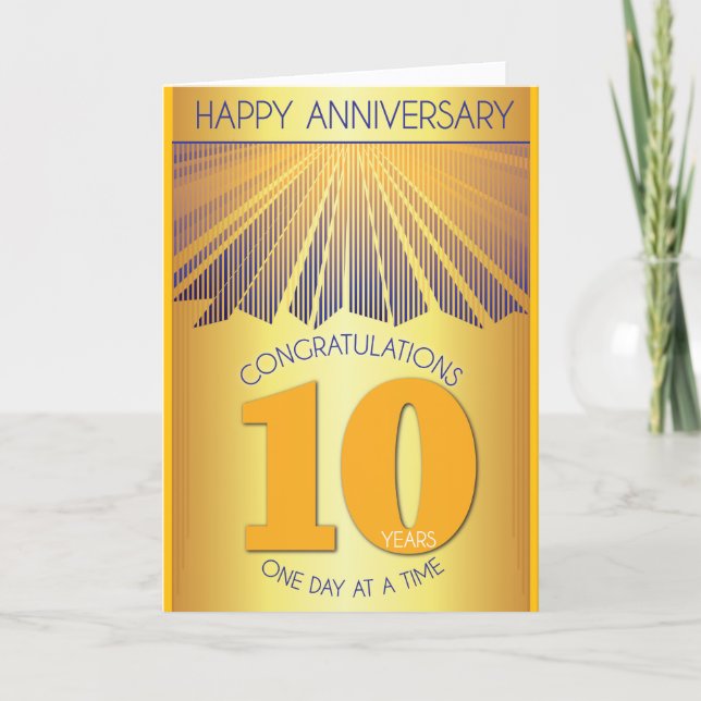 10 Year Sober Anniversary | Golden Ray 12 Step  Karte (Vorderseite)