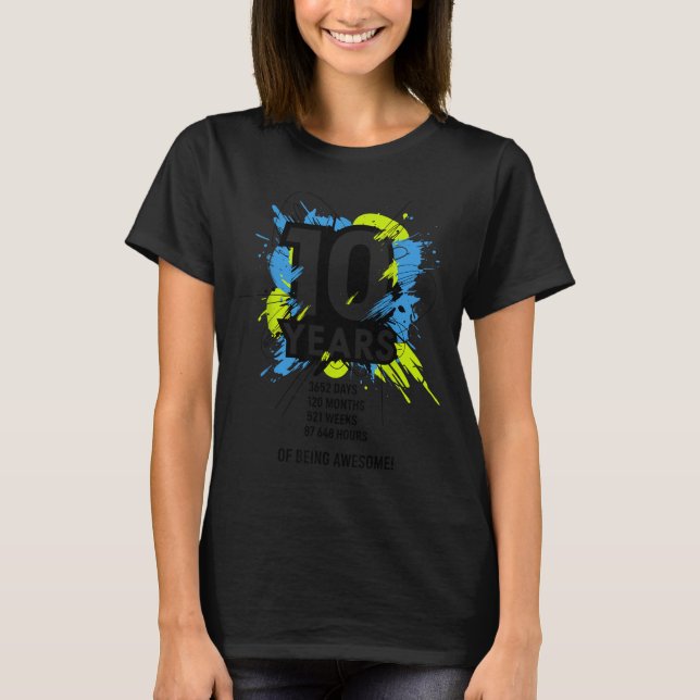 10 Years Of Being Awesome 10th Birthday Girl Boy D T-Shirt (Vorderseite)