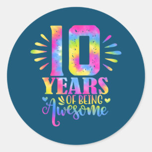 10 Years Of Being Awesome 10th Birthday Girl  Runder Aufkleber