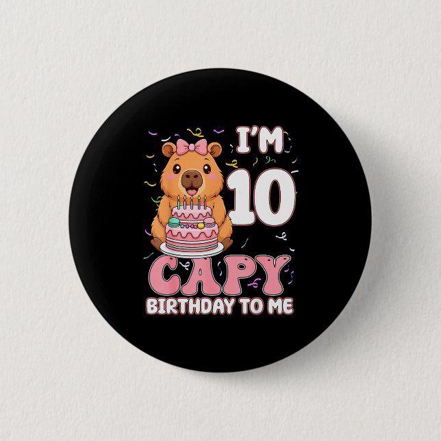 10 Years Old Capy Birthday To Me 10th Birthday Cap Button (Vorderseite)