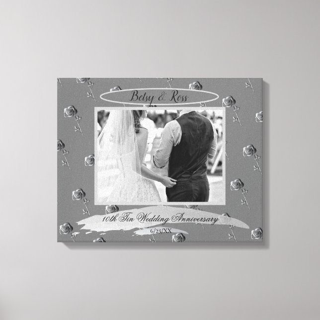 "10. Zehn-Jubiläum" Zinn-Rose Leinwanddruck (Vorderseite)