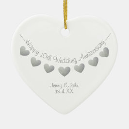 10. Zinn Hochzeitstag bunting Herz Keramik Ornament