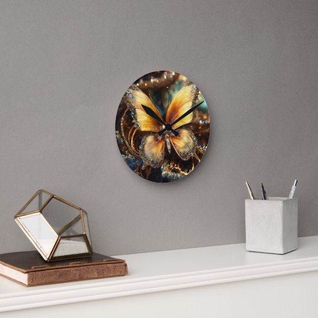 10-Zoll-Rundschalenuhr aus naturbelassenem Holz Runde Wanduhr (Büro)