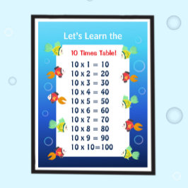 10er-Reihe Poster für Kinder | Ozean-Mathematik