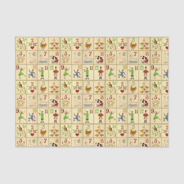 10lb Seidenpapier, Weiß ZWÖLF TAGE WEIHNACHTEN Seidenpapier (Vorderseite)