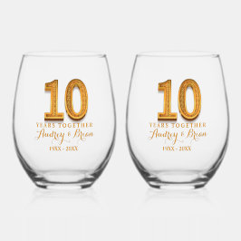 10th Anniversary Personalized Weinglas Ohne Stiel