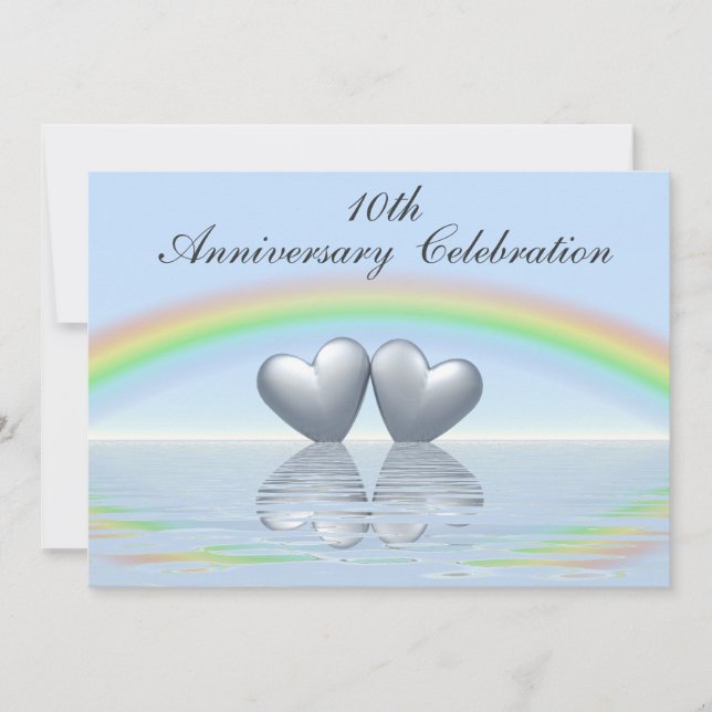 10th Anniversary Tin Hearts Einladung (Vorderseite)