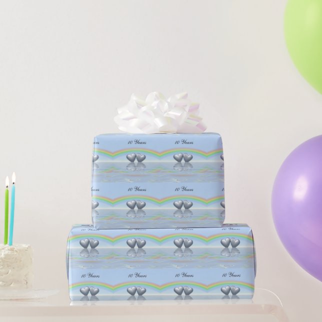 10th Anniversary Tin Hearts Geschenkpapier (Partygeschenke)