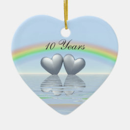 10th Anniversary Tin Hearts Keramik Ornament
