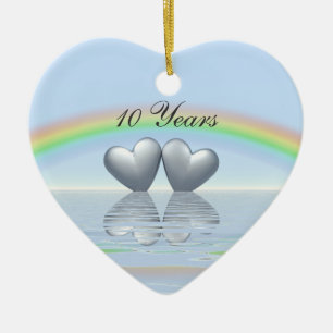 10th Anniversary Tin Hearts Keramik Ornament