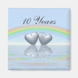 10th Anniversary Tin Hearts Magnet