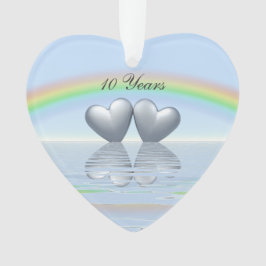 10th Anniversary Tin Hearts Ornament