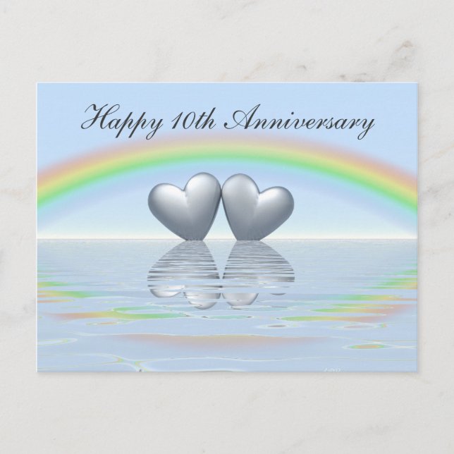 10th Anniversary Tin Hearts Postkarte (Vorderseite)