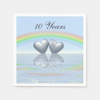 10th Anniversary Tin Hearts Serviette