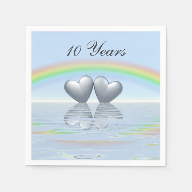 10th Anniversary Tin Hearts Serviette (Vorderseite)