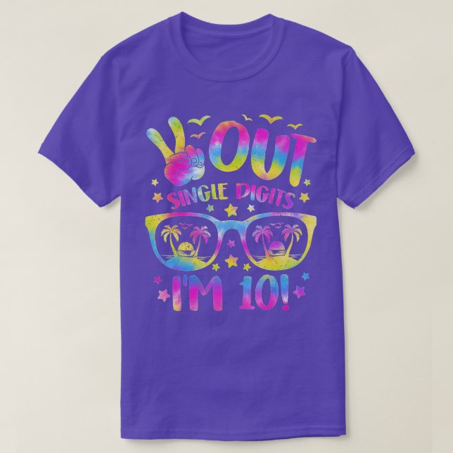 10th Bday Peace Out Single Digits Im 10 Tie Dye  T-Shirt (Design vorne)