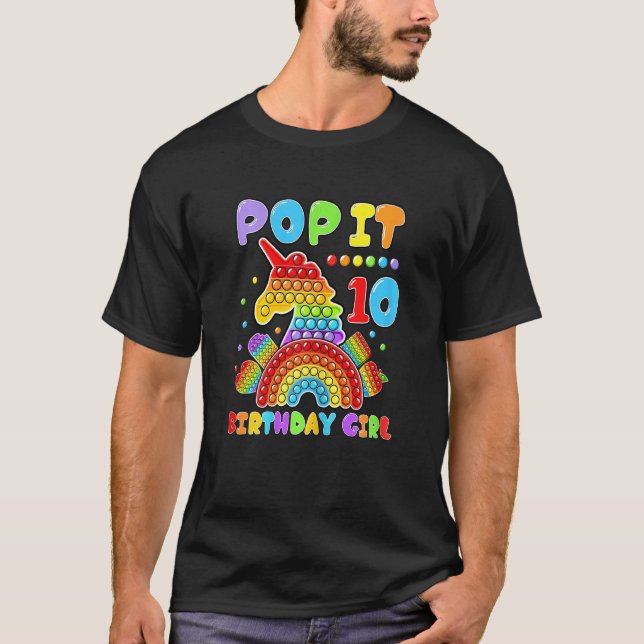 10th Birthday Girl Pop It Fidget Toy 10 Year Old B T-Shirt (Vorderseite)