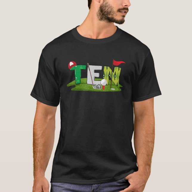 10th Birthday Golf Theme 10 Year Old Kids Sport Pa T-Shirt (Vorderseite)