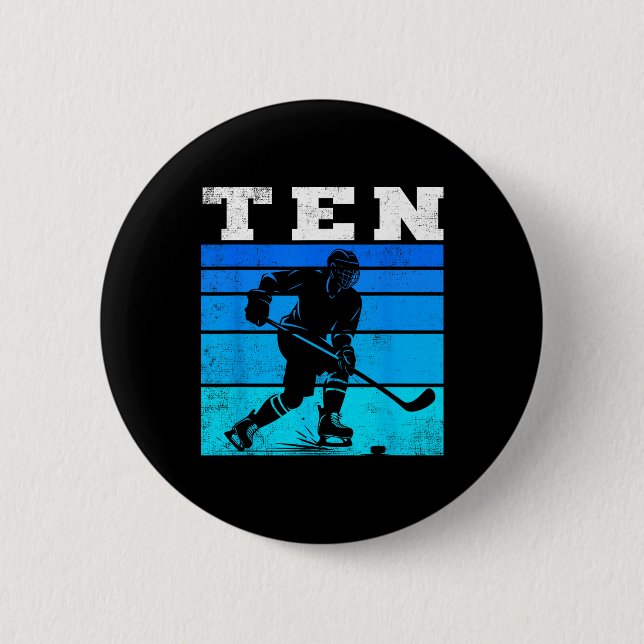 10th Birthday Ice Hockey Boys Ten Hockey Birthday  Button (Vorderseite)