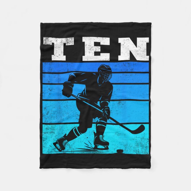 10th Birthday Ice Hockey Boys Ten Hockey Birthday  Fleecedecke (Vorderseite)