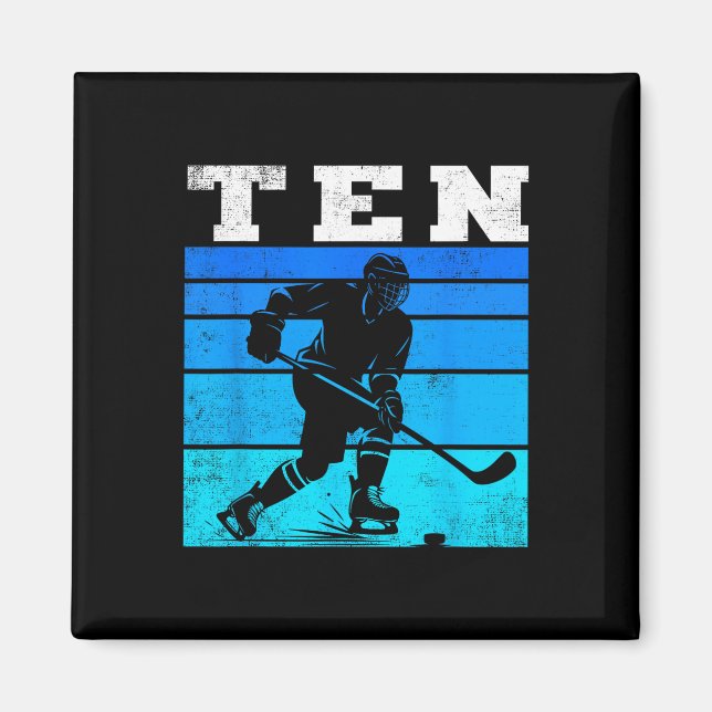 10th Birthday Ice Hockey Boys Ten Hockey Birthday  Magnet (Vorne)