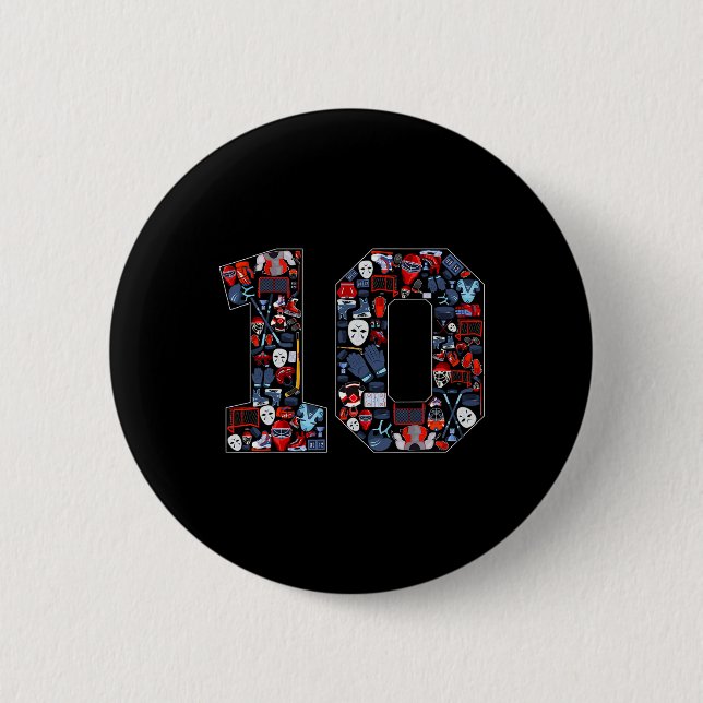 10th Birthday Ice Hockey Themed 10 Year Old Party  Button (Vorderseite)