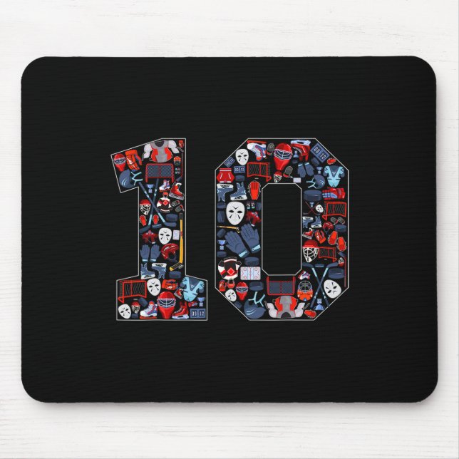 10th Birthday Ice Hockey Themed 10 Year Old Party  Mousepad (Vorne)