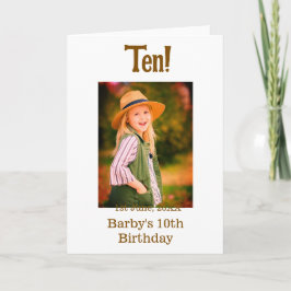 10th birthday photo name date simple brown beige b karte