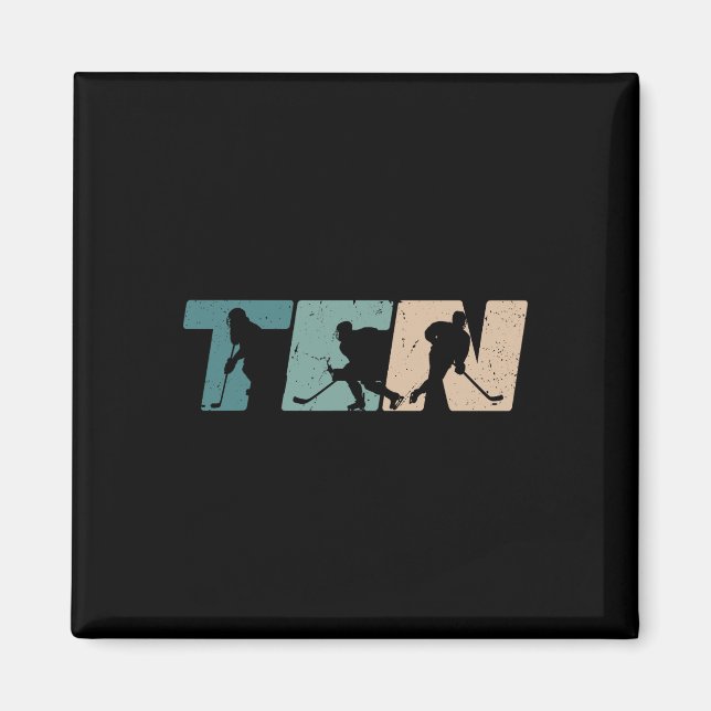 10th Birthday Retro Ice Hockey 10 Years Old Boy Gi Magnet (Vorne)