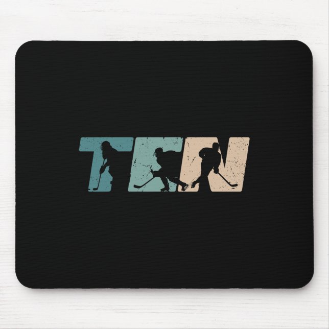 10th Birthday Retro Ice Hockey 10 Years Old Boy Gi Mousepad (Vorne)