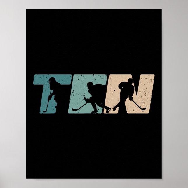 10th Birthday Retro Ice Hockey 10 Years Old Boy Gi Poster (Vorne)