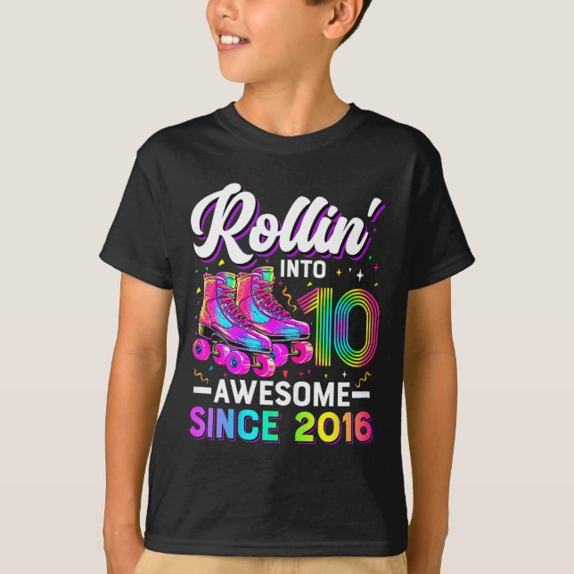 10th Birthday Shirt Girl 10 Year Old Roller Skate  (Vorderseite)