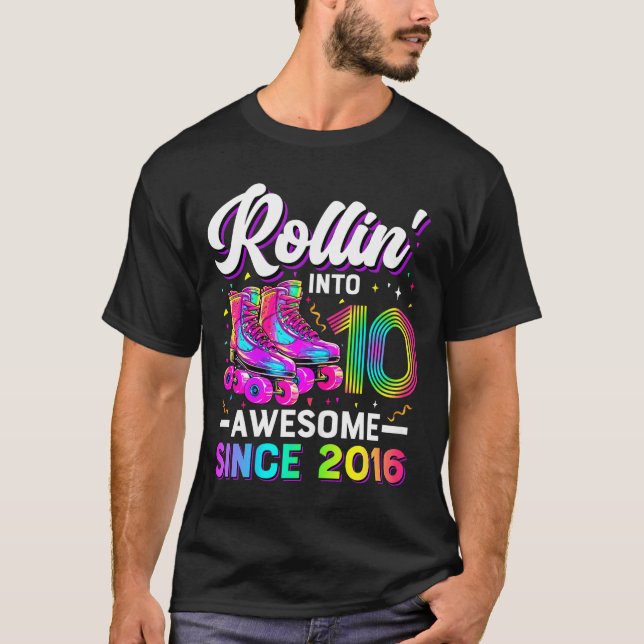 10th Birthday Shirt Girl 10 Year Old Roller Skate  (Vorderseite)