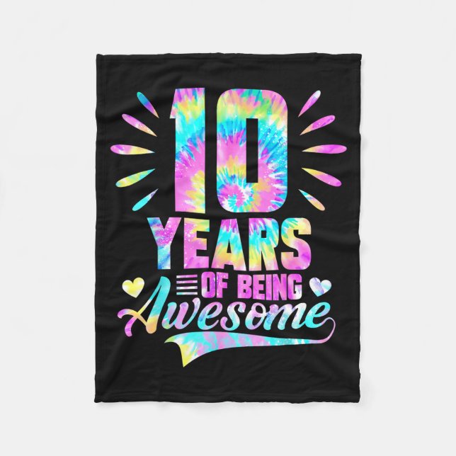 10th Birthday Tie-dye 10 Year Of Being Awesome  Fleecedecke (Vorderseite)